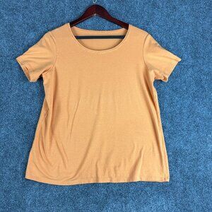 Eileen Fisher Top Womens Medium Orange Organic Cotton Stretch Short Sleeve Tee